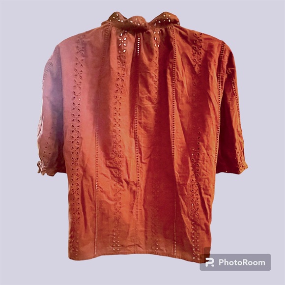 Eyelet Ruffle Cotton Blouse - Picture 2 of 5